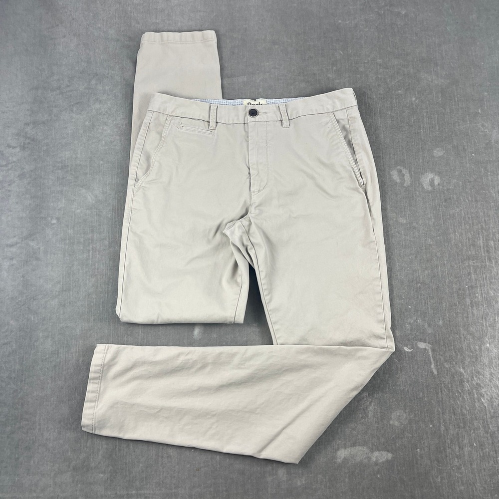 Perk Mens 32x34 Beige Chino Pants Stretch Cotton Twill Slim Fit